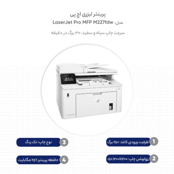 پرینتر لیزری اچ پی مدل LaserJet Pro MFP M227fdw